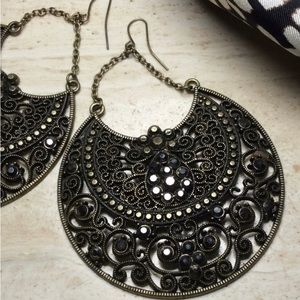 Bronze Round Jeweled Earrings